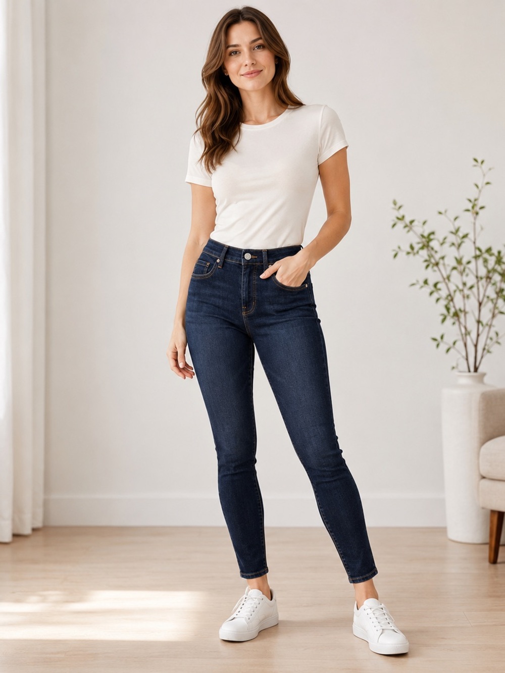 Everlane The High-Rise Skinny Jeans 27 Regular Dark Wash Stretch Denim